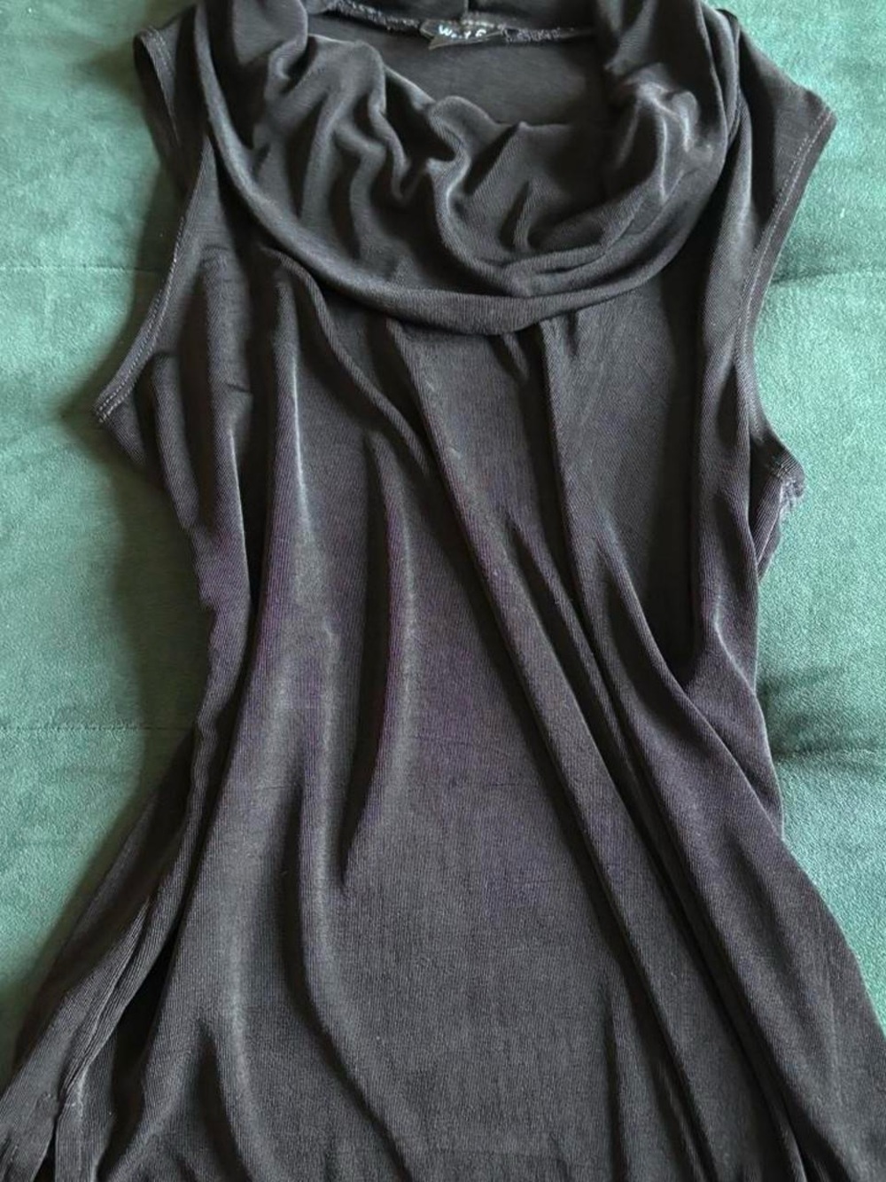 Sleeveless Black Cowl Neck Women's Top